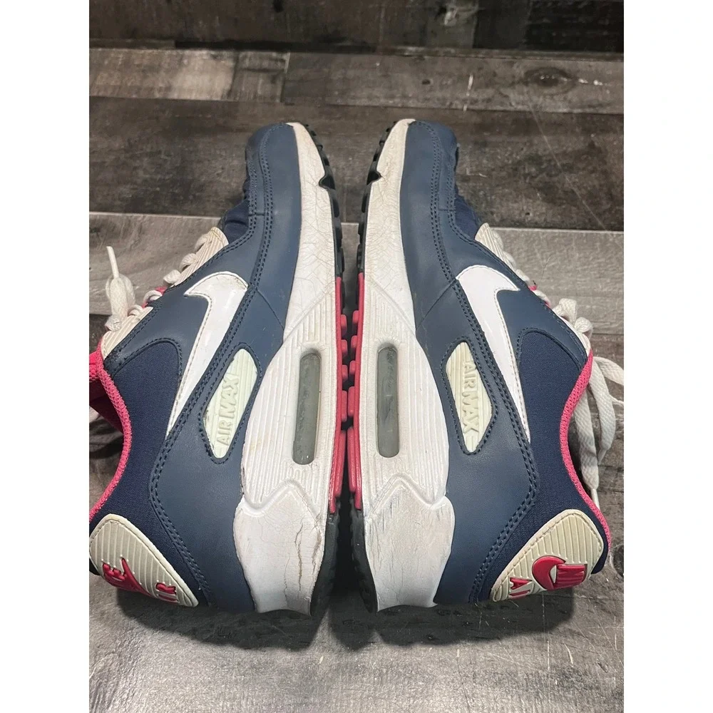 Nike Air Max 90 Navy Blue Pink White Womens Running Shoes 325213-414 Size 10
